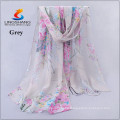 Lingshang newest designs flower print grils scarf gauze shawl magic chiffon pashmina hijab scarf